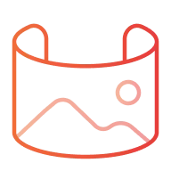 Line icon: a curved image frame, flexible architecture