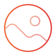 Line icon: an image inside a circle, user-friendly design