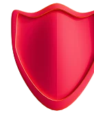 3D icon: a red shield, security