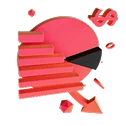 3D icon: a red pie chart with a dollar sign, experienced team