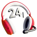 3D icon: red headphones with a 24-hour sign, 24/7 support