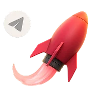 3D icon: a red rocket with the Telegram icon, Telegram Mini Apps