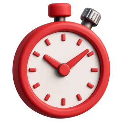 3D icon: a red stopwatch, fast project launch