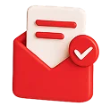 3D icon: an envelope with a message and a checkmark, deep messenger integration