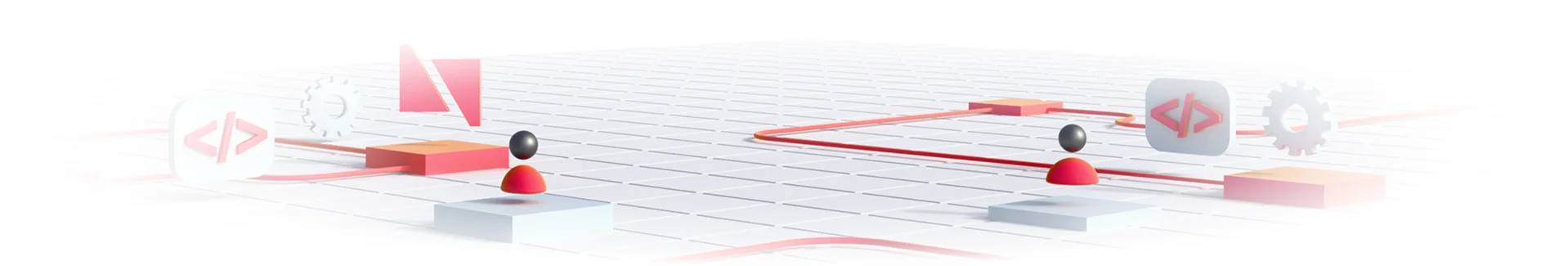 Abstract red network lines, decorative banner before the contact form