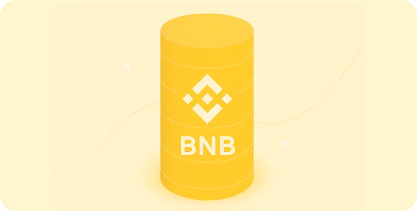 BNB logo on a yellow cylinder: BNB Chain for smart contracts