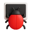 3D icon: a ladybug on a dark screen, error monitoring