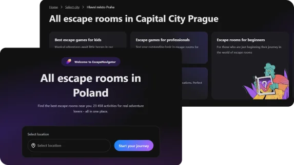 Escape Navigator landing pages: all escape rooms in Poland and in Prague